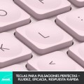 ÷ Teclado logitech bluetooth mx keys mini iluminado compacto recargable usb-c color rosa 920-010813