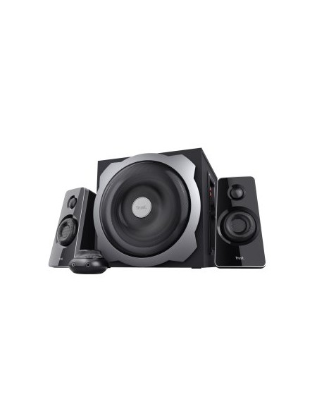 ÷ Altavoces 2.1 trust tytan subwoofer de madera, mando a distancia potencia salida 60w rms negro