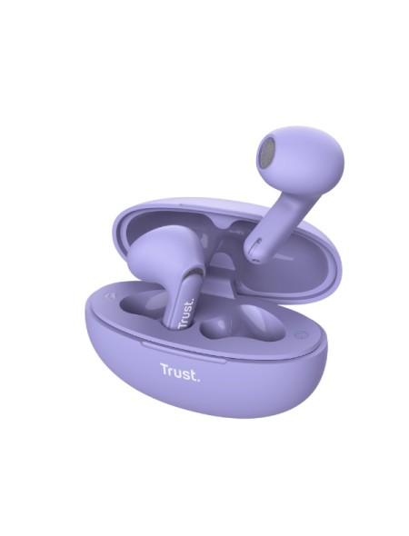 ÷ Auricular intrauditivo bluetooth trust yavi 25299 lila enc base  usb-c control tactil23h 25299